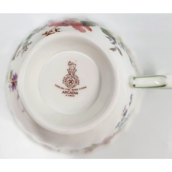 Royal Doulton Arcadia H4802 Cup & Saucer Set Floral Bone China England Set of 2 - Picture 10 of 12